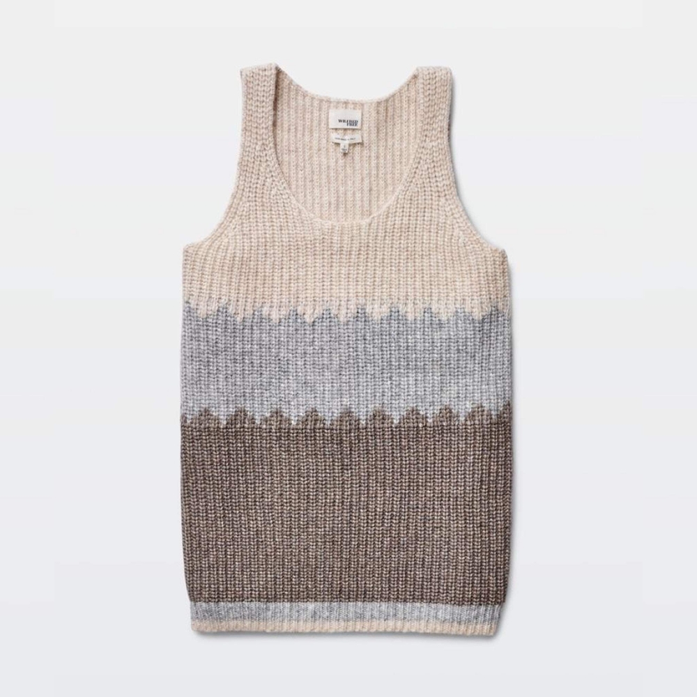Aritzia Wilfred Free Knit Colorblock Sleeveless Sweater Top Size XS earthy chic